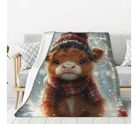 Christmas Highland Cow Print Throw Blanket Bed Blanket Soft Cozy Flannel Fleece Blankets For Couch Chair Outdoor Travel Camping