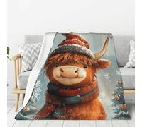 Christmas Highland Cow Print Throw Blanket Bed Blanket Soft Cozy Flannel Fleece Blankets For Couch Chair Outdoor Travel Camping
