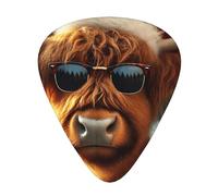 Christmas-Highland-Cow-Sunglasses 12 Pack Guitar Picks With 3 Thicknesses And Storage Box, Abs Plectrums For Electric Bass Guitar Players