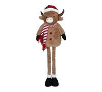 Christmas Highland Cow with Extendable Legs, Boy - 50cm