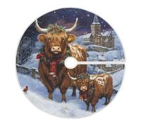 Christmas Highland Cows Xmas Tree Mat | S Christmas Tree Mat For New Year Decoration Holiday Xmas Tree Skirts