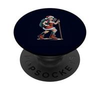 Christmas Hiking Funny Santa Girl Hiker Holiday Adventure PopSockets Adhesive PopGrip