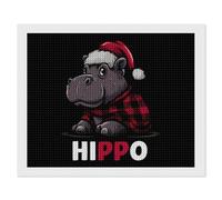 Christmas Hippo Buffalo Plaid Diamond Painting Kits Wall Arts Decor