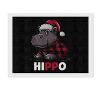 Christmas Hippo Buffalo Plaid Diamond Painting Kits Wall Arts Decor
