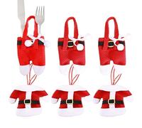 Christmas Holder - 10x11.5cm Cutlery Organizer - 3Pcs Tableware Holders Set - Knifes Forks Red Santa Bag| Santas Suit For Party, Dinner, Table Decoration, Novelty Decorations