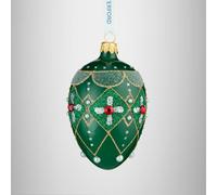 Christmas Holiday Heirlooms Green Red Oval Bauble