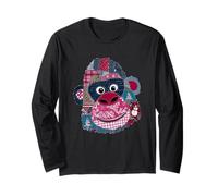 Christmas Holiday Patchwork Monkey Face Festive Long Sleeve T-Shirt