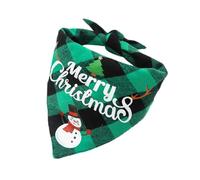 Christmas Holiday Pet Bandana Double Layer Triangle Towel Bib Front Print Reverse Plaid Design for Small Medium Large Dogs and Cats Daily Use Supplies (C, L)