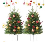Christmas Holiday Planter Decorations,55cm Faux Holiday Planter With Lights,8 lighting modes&Timing,Pre-Lit Artificial Christmas Tree Urn Filler,indoor Outdoor Holiday Planters Decor (2PCS)