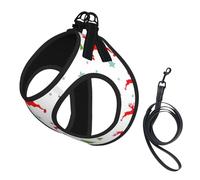 Christmas Holiday Print Harness Leash Set For Cats And Dogs, Reflective Adjustable, Soft Breathable Mesh Vest With Escape-Proof Lead, For Small Pets And Kitten Puppies