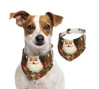 Christmas Holiday Santa Claus Wreath Dog Bandanas,Summer Bandanas for Dogs Washable Adjustable Dog Triangle Scarf Bibs Cute Pet Bibs for Medium Large Dogs Puppy and Cats Large