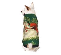Christmas Holiday Santa Claus Wreath Print Dog Hoodie Sweatshirt For Small Dogs, Warm, Soft And Breathable Pet Clothes, Easy To Wear Jumper For Winter And Fall Warm