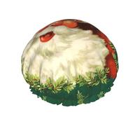 Christmas Holiday Santa Claus Wreath Shower Cap For Men Cap Women Reusable Waterproof Long Thick Hair Care Hair Short Kids Bath
