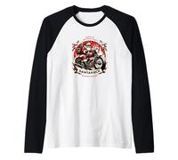 Christmas - Holidays Arrived Santa's Motorbike Raglan Baseball Tee
