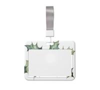 Christmas Holly and Bow-Striped Ribbon Sliding Id Badge Holder Hard Plastic Work Card Case Name Tag Protector for Nurses Office