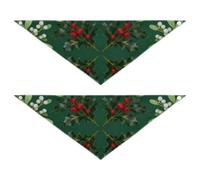 Christmas Holly and Mistletoe Pet Triangle Scarf Soft Light Skin Set of 2 for a Gift Pets at Different Stages 30 × 12 2in