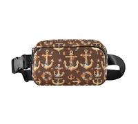 Christmas Holly Berries Women Men Teens Trendy Fanny Pack Waist Bag for Cycling Hiking Gym, Anchors and Ropes Brown, One Size