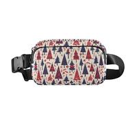 Christmas Holly Berries Women Men Teens Trendy Fanny Pack Waist Bag for Cycling Hiking Gym, Buffalo Plaid Christmas Trees, One Size