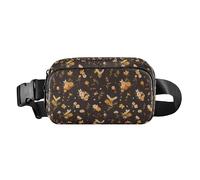 Christmas Holly Berries Women Men Teens Trendy Fanny Pack Waist Bag for Cycling Hiking Gym, Vintage Embroidery Honey Bee with Wild Flowers, One Size