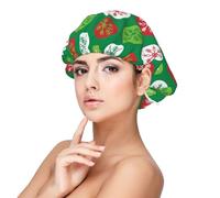 Christmas Holly Berry Pattern,Adult's Satin Sleeping Cap - Women's Elastic Sleep Bonnet, Adjustable Overnight Hair Cover