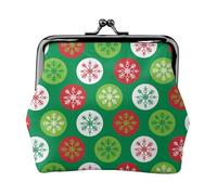 Christmas Holly Berry Pattern, PU Leather Coin Purse, Small Wallets, Change Pouch with Kiss Lock Clasp Buckle, Change Purse