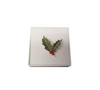Christmas Holly Brooch with Green Leaves and Red Berries, Unisex Design, Gift Box Included