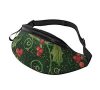 Christmas Holly Casual Waist Fanny Pack Pack with Adjustable Strap for Sport Crossbody Shoulder Bag Chest Bag