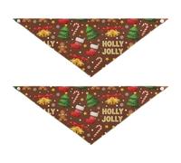 Christmas Holly Jolly Dog Bandanas Scarf 2Pcs Puppy Birthday Holiday Bandana Pet Accessories Cat Kitten Bandana Collar L