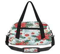 Christmas Holly Leaf Elements Kids Overnight Duffle Bags Boys Girls Teen Sports Gym Bag for Weekender Travel Gymnastics Dance Ballet
