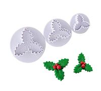 Christmas Holly Leaf Plunger Cutter Holly Leaves Fondant Mold Cookie Cutter Christmas Party Cake Cupcake Decorating Baking Tools