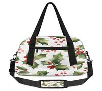 Christmas Holly Leaves Berries Kids Overnight Duffle Bags Boys Girls Teen Sports Gym Bag for Weekender Travel Gymnastics Dance Ballet