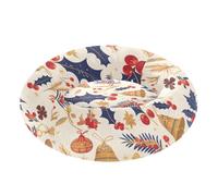 Christmas Holly Pine Cone Beige Pet Dog Beds Relieve Stress fluffier Calming Bed for Extra Small Size Pets Supplies