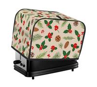 Christmas Holly Pinecones Berries Toaster Cover 2 Slice, Waterproof Protective Oxford Fabric Small Kitchen Appliance Dust Cover with Pocket for Toaster Oven Coffee Machine Mixer