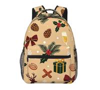 Christmas Holly Print Casual Travel Backpack with Laptop Compartment
