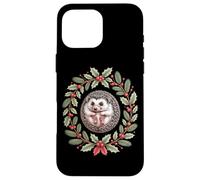 Christmas Holly Wreath Hedgehog Festive Woodland Case for iPhone 16 Pro Max