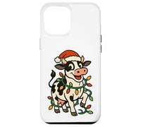Christmas Holstein Cow Lights Santa Hat black white Funny Case for iPhone 12 Pro Max