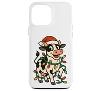 Christmas Holstein Cow Lights Santa Hat black white Funny Case for iPhone 13 Pro Max