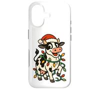 Christmas Holstein Cow Lights Santa Hat black white Funny Case for iPhone 17