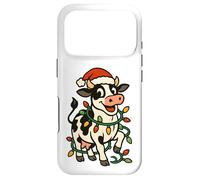 Christmas Holstein Cow Lights Santa Hat black white Funny Case for iPhone 17 Pro