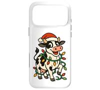 Christmas Holstein Cow Lights Santa Hat black white Funny Case for iPhone 17 Pro Max