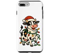 Christmas Holstein Cow Lights Santa Hat black white Funny Case for iPhone 7 Plus/8 Plus