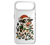 Christmas Holstein Cow Lights Santa Hat black white Funny Case for iPhone Air