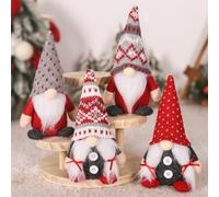 Christmas Home Decor 4Pcs Handmade Gnomes Ornaments with Scandinavian Artistic Design for Tabletop and Shelves