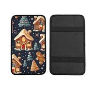 Christmas Home Tree Car Armrest Cushion Xmas Gingerbread Man Waterproof Auto Center Console Pad Car Armrest Seat Box Cover Protector Universal Fit for Most Vehicle SUV
