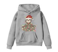 Christmas Hooded Sweatshirt Boys Girls Cute Sloth Sweaters Holiday Sweater Pullover Cartoon Hoodie Long Sleeves Christmas Sweatshirts with Kangaroo Pocket Xmas Jumper (Grey, 3-4 Years)
