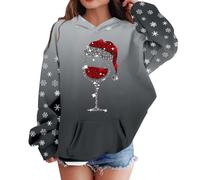 Christmas Hooded Sweatshirts for Girl Xmas Snowflakes Long Sleeve Hoody Jumper Sweater Gradient Hoodies Funny 3D Printed Pullover Hoodie with Pocket Warm Winter Sportswear (Grey, 3-4 Years)