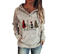 Christmas Hoodie for Women Ugly Christmas Jumpers Hoodies Women Xmas Jumper Ladies Novelty Funny Oversized Christmas Pullover Womens Reindeer Personalised Xmas Sweatshirts Christmas Sweatshirt Grey S