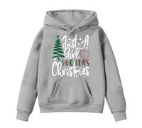 Christmas Hoodie Girls Christmas Jumper with Pockets, Christmas Sweatshirt Children with Christmas Motif Merry Chirstmas Hoodie Christmas Hoodie Comfortable Xmas Long Sleeve Winter Jumper