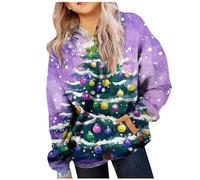 Christmas Hoodie Girls Christmas Jumper with Pockets Christmas Sweatshirt Children with Christmas Tree Print Loose Chirstmas Hoodie Christmas Hoodie Xmas Long Sleeve Winter Jumper
