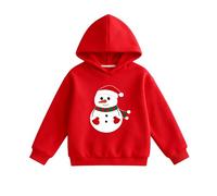 Christmas Hoodie Girls Graphic Hoodies Fashion Winter Warm Long Sleeve Xmas Pullover Jolly Snowman Print Hooded Sweatshirt Kids Girls Loose Fit Sportswear with Pockets Age 3-8 Years (Red, 5-6 Years)